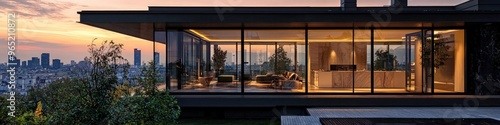 Contemporary Polish mansion with modern aesthetics and city views.