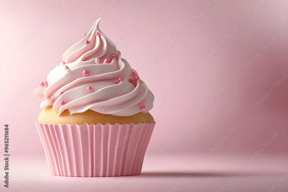 A 3D cupcake with delicate frosting on a soft, neutral background, symbolizing bakery craftsmanship A 3D cupcake with delicate frosting on a soft, neutral background, symbolizing bakery craftsmanship