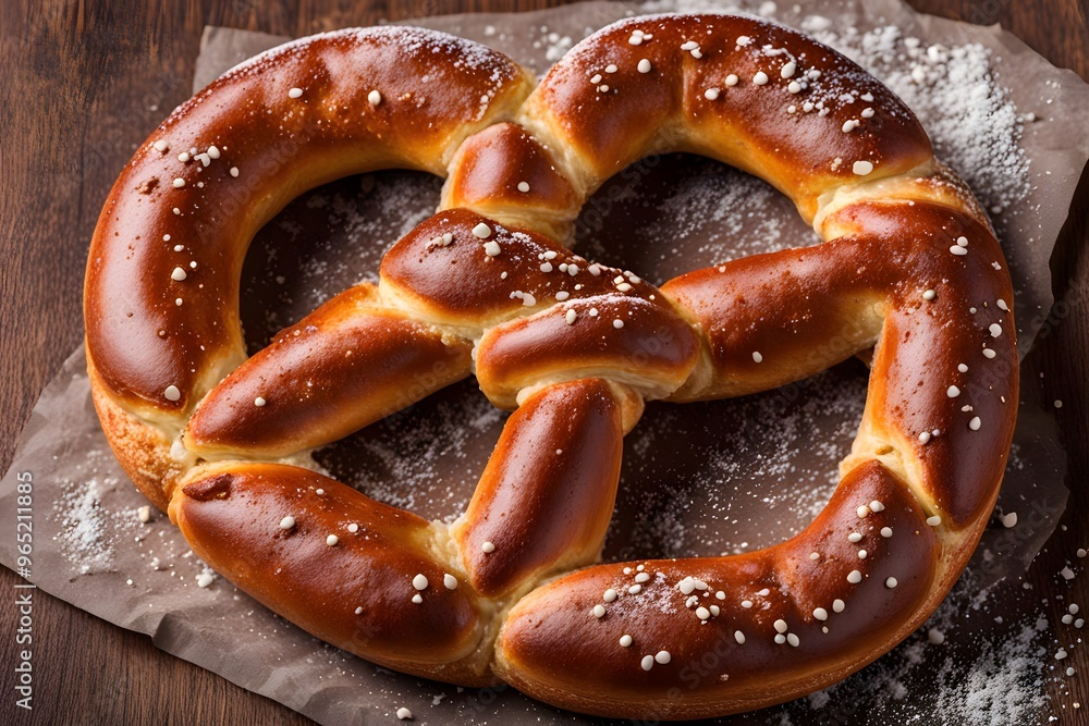 A traditional german pretzel with a deep brown crust and a sprinkle of salt, AI Generated A traditional german pretzel with a deep brown crust and a sprinkle of salt, AI Generated