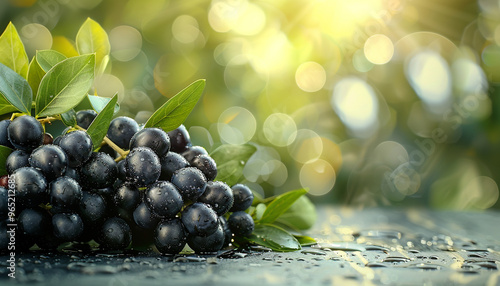 blackblack olive branch on blur nature background with copy space branch on blur nature background with copy space  photo