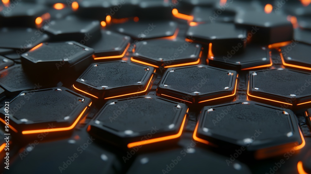 Abstract Glowing Hexagon Pattern   Futuristic Technology Background
