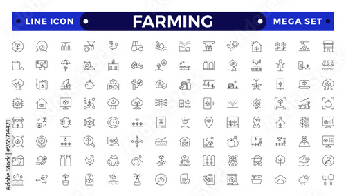 Farm, Farming, Agriculture Outline web icon set. Contains such Icons as Greenhouse, Haystack, Harvest and more. Outline icons collection.