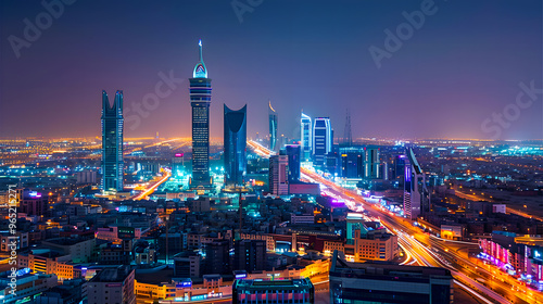 Wallpaper Mural Riyadh City Skyline at Dusk with Dazzling Lights and Modern Architecture, A Stunning Urban Panorama Torontodigital.ca