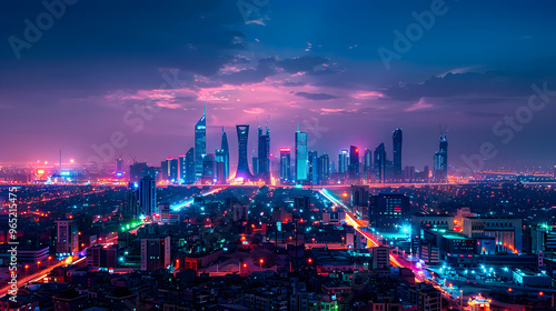 Wallpaper Mural Riyadh City Skyline at Dusk with Dazzling Lights and Modern Architecture, A Stunning Urban Panorama Torontodigital.ca