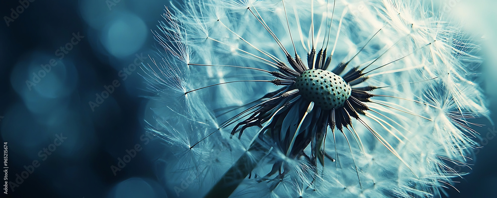 Obraz premium A detailed macro photograph of a dandelion head with its white seeds ready to disperse