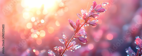 Pink Flower Dew Drops Spring Background Image