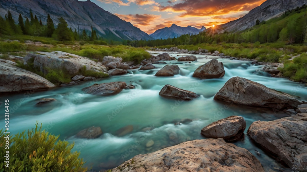 mountain river in the morning