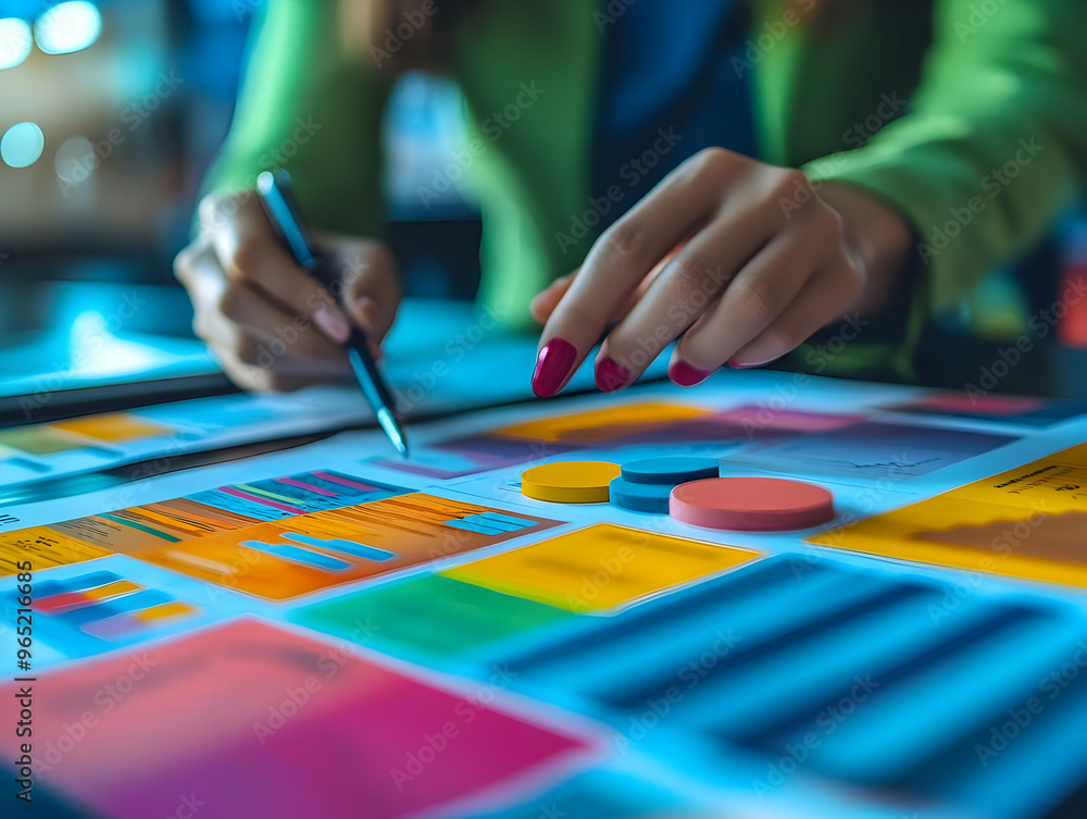 Businesswoman Analyzing Marketing Data Charts - Photo Businesswoman Analyzing Marketing Data Charts - Photo