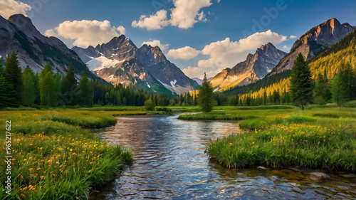 mountain river in the morning