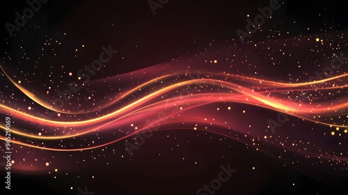 Abstract Red and Gold Lights on Black Background