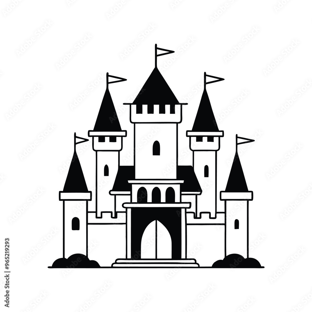 Medieval Castle Clipart Design - Castle Vector illustration in black and white
Medieval Castle Clipart Design - Castle Vector illustration in black and white