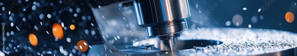 Metalworking CNC milling machine. Cutting metal modern processing technology. Metalworking CNC milling machine. Cutting metal modern processing technology.