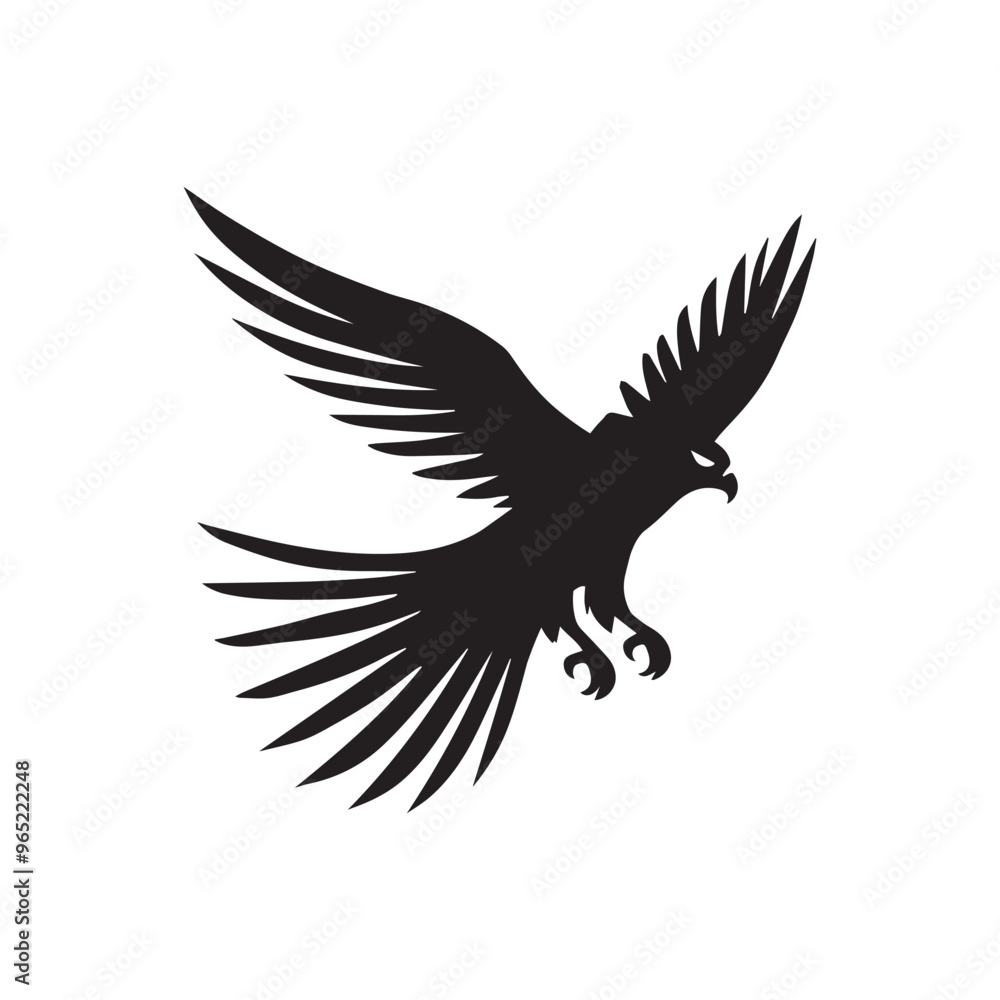Fototapeta premium Medieval Falcon Clipart Design - Falcon Vector illustration in black and white 