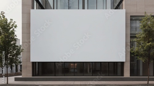 blank white screen mockup on the building