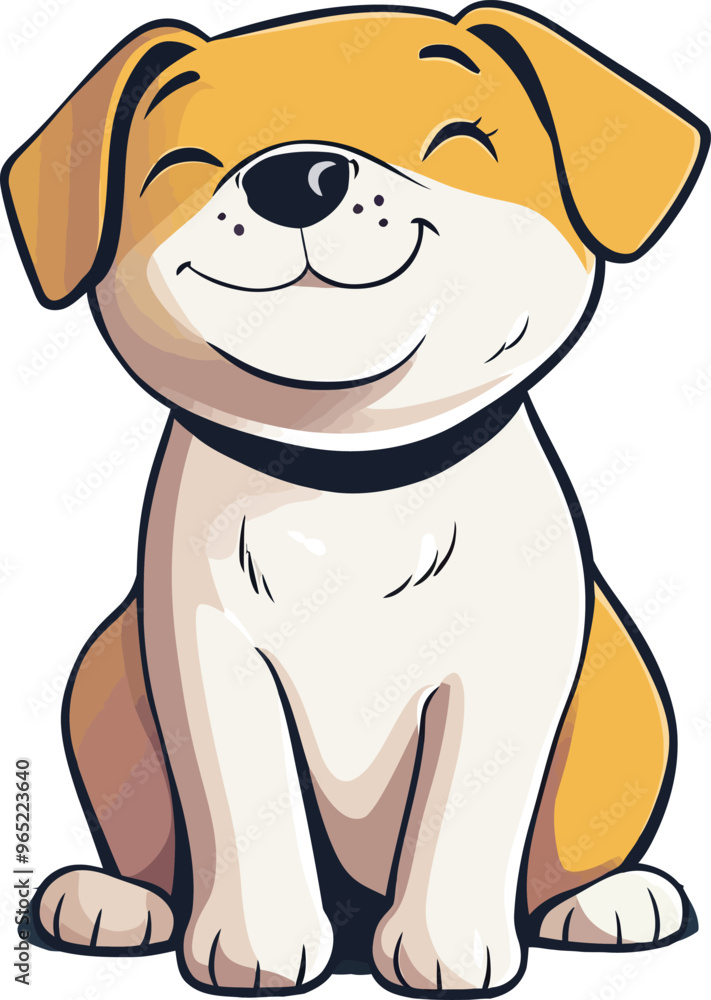 Fototapeta premium Cute dog illustration cartoon style pet happy smiling adorable funny puppy character baby animals