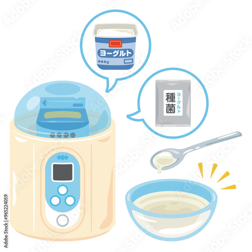 牛乳パックがセットされたヨーグルトメーカー