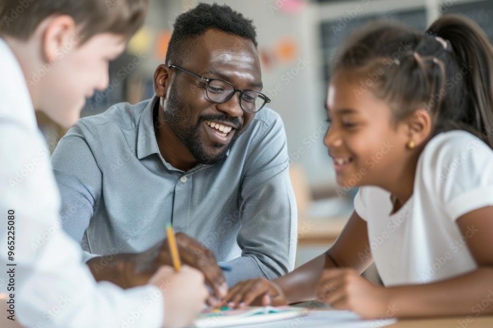 Fototapeta premium A teacher explaining a higher-order thinking exercise to a student
