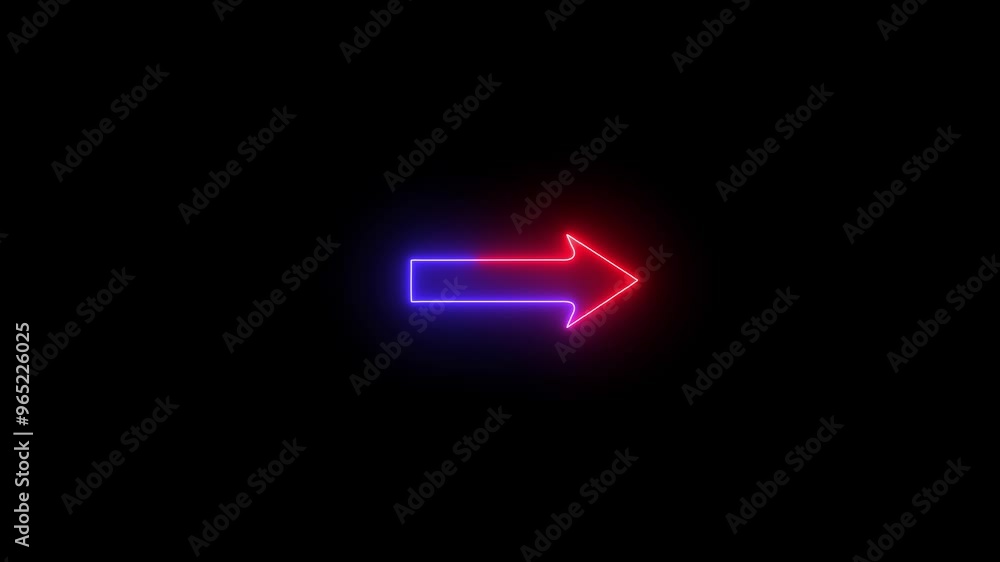 Neon red and blue color right arrow direction icon. Abstract neon arrow loading animation. 4k neon arrow video on black background. Direction target arrow concept. Neon arrow showing right direction Neon red and blue color right arrow direction icon. Abstract neon arrow loading animation. 4k neon arrow video on black background. Direction target arrow concept. Neon arrow showing right direction