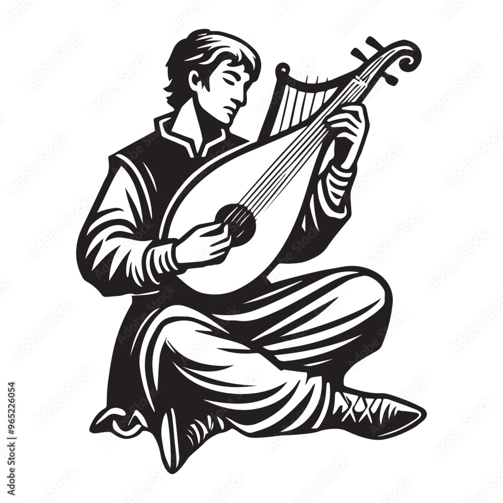 Medieval Musician Clipart Design - Musician Vector illustration in black and white
Medieval Musician Clipart Design - Musician Vector illustration in black and white
