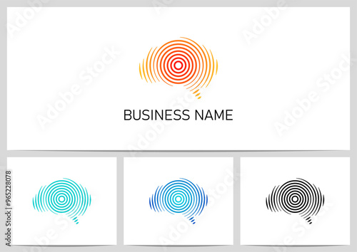  Brain Side View Ripple Circle Wave Logo Design