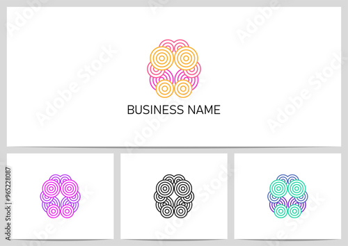 Brain Made from Circles Logo Design