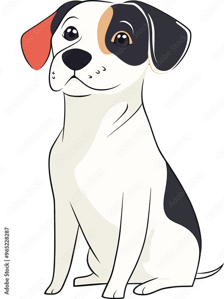 Fototapeta premium Cute dog illustration cartoon style pet happy smiling adorable funny puppy character baby animals