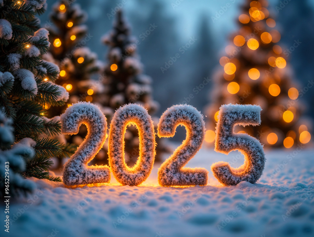 numbers 2025 in a Christmas atmosphere, symbol of the year . Generative AI numbers 2025 in a Christmas atmosphere, symbol of the year . Generative AI