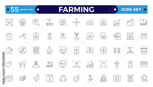 Farm, Farming, Agriculture Outline web icon set. Contains such Icons as Greenhouse, Haystack, Harvest, and more. Editable stroke outline icon.