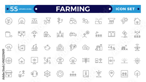 Farm, Farming, Agriculture Outline web icon set. Contains such Icons as Greenhouse, Haystack, Harvest, and more. Editable stroke outline icon.
