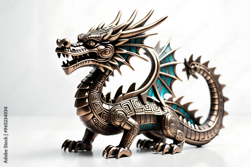 Metallic Dragon figurine. Isolated on white background. Metallic Dragon figurine. Isolated on white background.