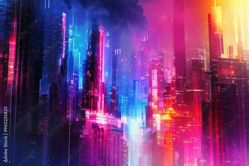 colorful futuristic city background design colorful futuristic city background design
