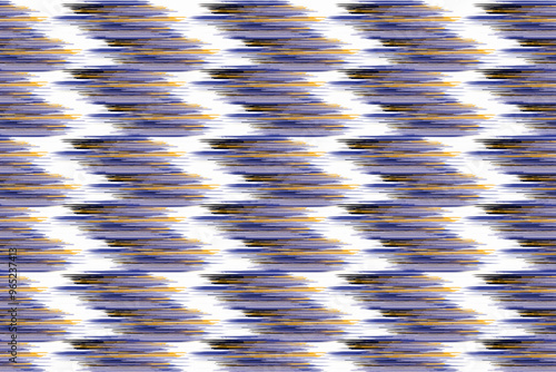 Ikat Abtract art. Seamless pattern in tribal folk embroidery, and Mexican style Aztec geometric art ornament print. Design for Capet, cover, wallpaper, wrapping, Fabric clothing 
