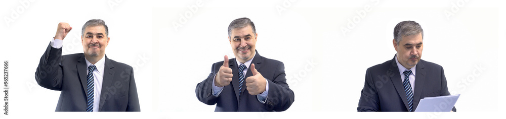 Businessman in Various Poses – Motivational Images and Document Work Businessman in Various Poses – Motivational Images and Document Work