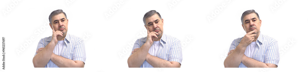 Thoughtful Man Deep in Contemplation - Isolated Image Set Thoughtful Man Deep in Contemplation - Isolated Image Set