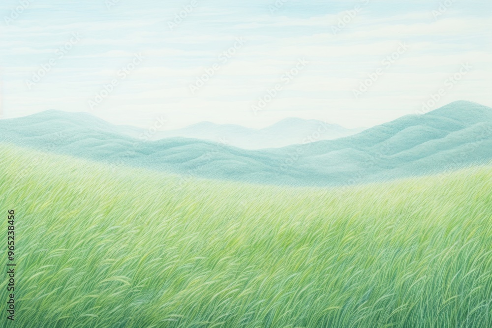Fototapeta premium Landscape grass field grassland outdoors drawing.
