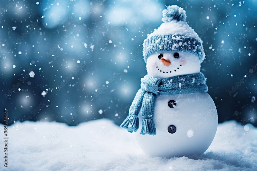 Fototapeta premium Snow man winter christmas outdoors.