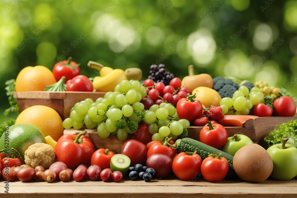 Collection of fresh organic vegetables and fruits Collection of fresh organic vegetables and fruits