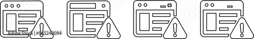 Vector concept design for page error icon set, Page is lost and not found message. Template for web page error. Trendy flat character design isolated on transparent background, used for mobile or web.