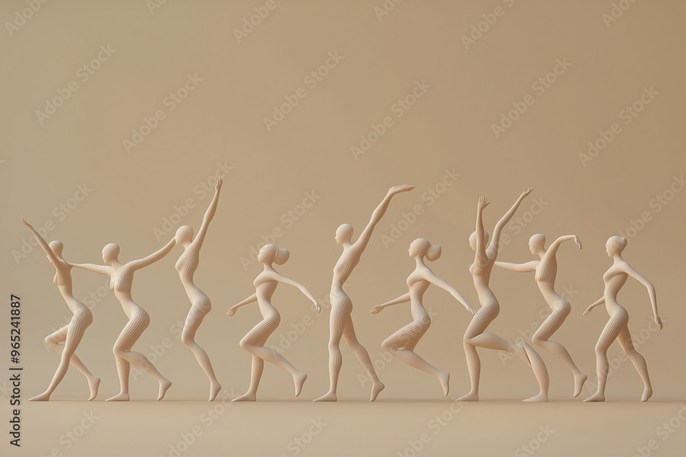 Fototapeta premium A series of women in various poses, all of them dancing