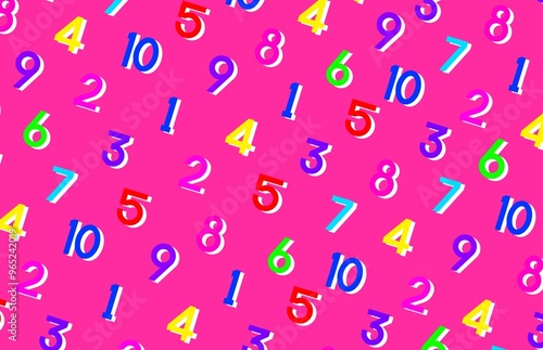 Background with numbers, 3d numbers, pink background with colorful number, pink, colorful, happy, school, fun, study, wrapping, paper, fabric, 123, pattern, seamless pattern, pattern of numbers