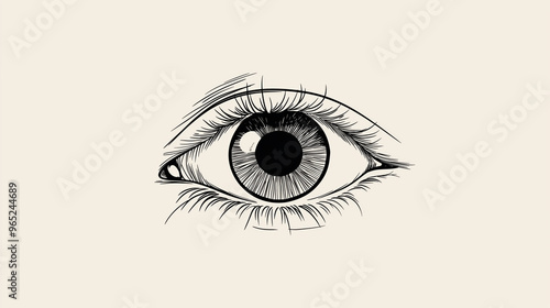A close up of a black and white drawing of an eye