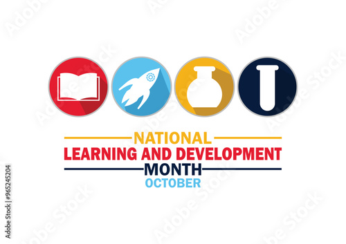 National Learning And Development Month October wallpaper with shapes and typography, banner, card, poster, template. National Learning And Development Month, background