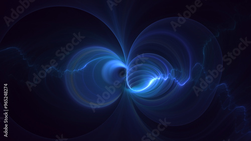 3D manual rendering abstract blue fractal light background. Its not AI Generatd illustration. 