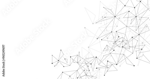 Background with simple triangle figures and dots. Graphic design element and geometry shape pattern on a white background.