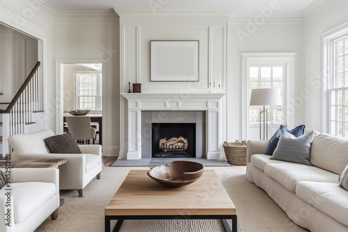Frame mockup, Poster mockup, classic living room interior