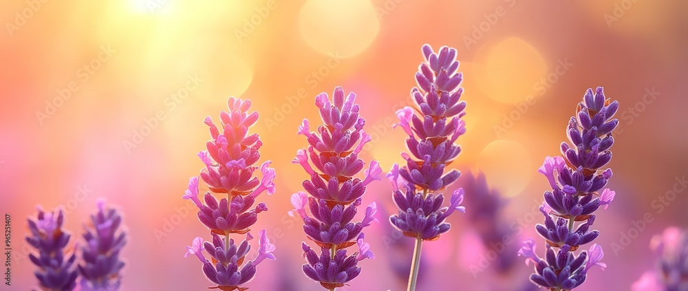 Sunlit lavender blossoms in soft focus, creating a dreamy, pastelhued floral scene Sunlit lavender blossoms in soft focus, creating a dreamy, pastelhued floral scene