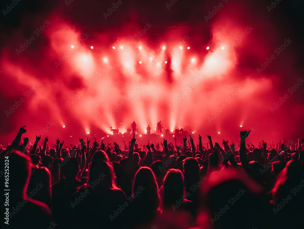 Live Concert Photo: The Energy of the Crowd Under Red Stage Lights Live Concert Photo: The Energy of the Crowd Under Red Stage Lights