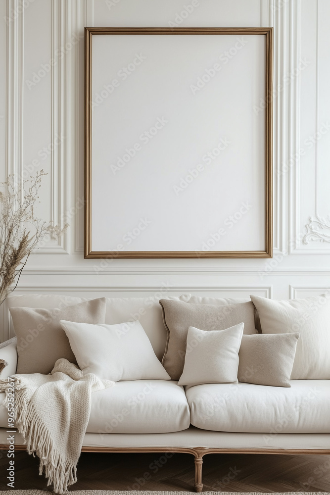 Frame mockup, Poster mockup, classic living room interior, luxury living room interior, frame, sofa Frame mockup, Poster mockup, classic living room interior, luxury living room interior, frame, sofa