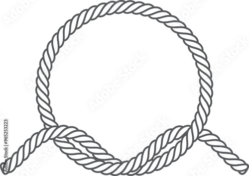 Vector simple line drawing of a rope tied into a loop. Isolated on white background