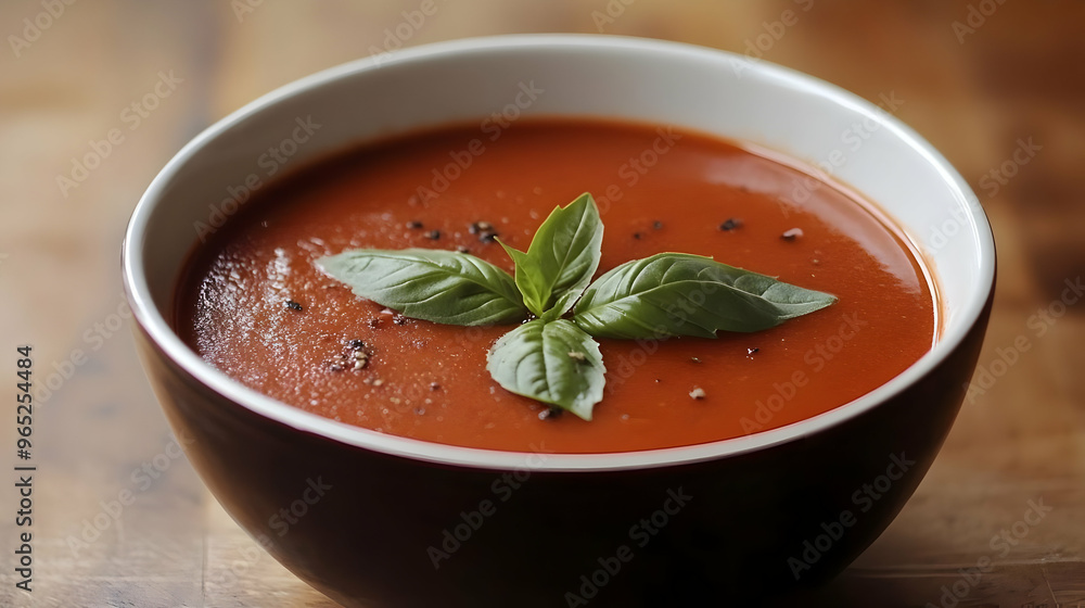 Delicious Tomato Soup with Basil Garnish Delicious Tomato Soup with Basil Garnish